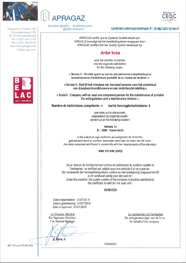 certificaat brandbeveiliging
