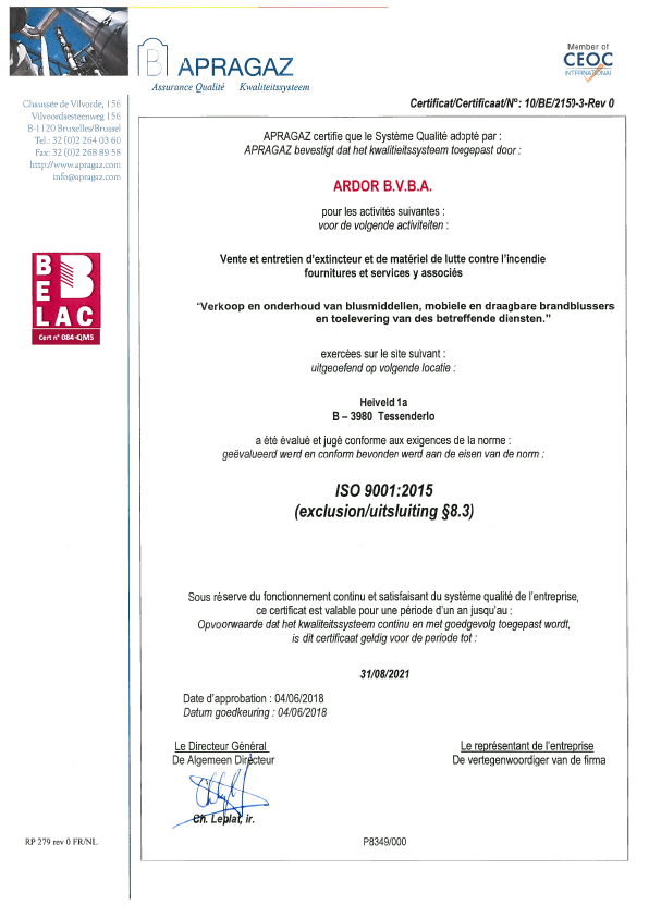 certificaat brandbeveiliging